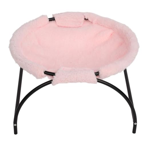 ZLXHDL Katzen-Hängemattenbett, stabile Struktur, weich, bequem, atmungsaktiv, erhöhte Kätzchen-Schlafhängematte für Zuhause und drinnen (Plush Style Pink) von ZLXHDL