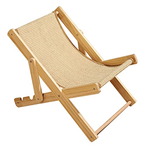 ZLXHDL Katzenhängematte, Katzenbett aus Holz, 4 Gänge, verstellbar, atmungsaktiv, erhöhter Katzenstuhl für drinnen, Kätzchen, kleine Hunde (Sisal Style) von ZLXHDL