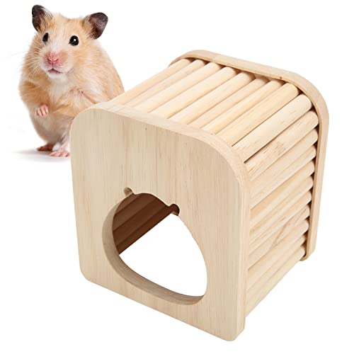 ZLXHDL Kleines Haustier-Kletterhaus aus Holz, Hamster-Holzhaus, halbgeschlossen, DIY, leicht zu reinigen, Hamster-Holzstab, Flache Oberseite, Nest mit Leiter für Haustier-Hamster von ZLXHDL