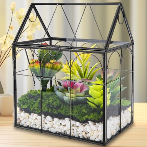 Glaspflanzen-Terrarium mit Deckel, geometrisches Terrarium-Pflanzgefäß-Set für Sukkulenten, Schnecken, Farne, Moos, Luftpflanzgefäß, Glas-Gewächshaus, Innenbereich, für Zuhause, Garten, Büro, von ZMCYNG