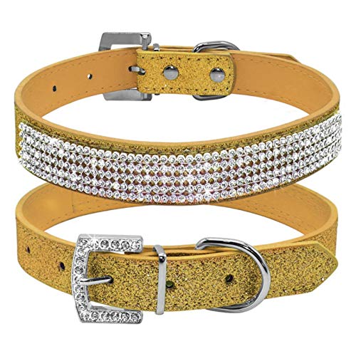 1 STK. Strass PU Leder Leder Hundehalsbänder für kleine mittelgroße Hunde Chihuahua Yorkie-Gold, XS von ZMKW