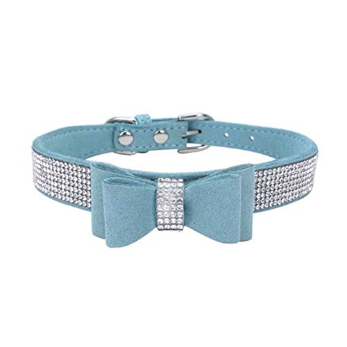 Haustier Strass Bowknot Halsband Hund Katze Bling Weiche süße Krawatte Halsband Haustier Hund Lieferungen-hellblau, XS von ZMKW