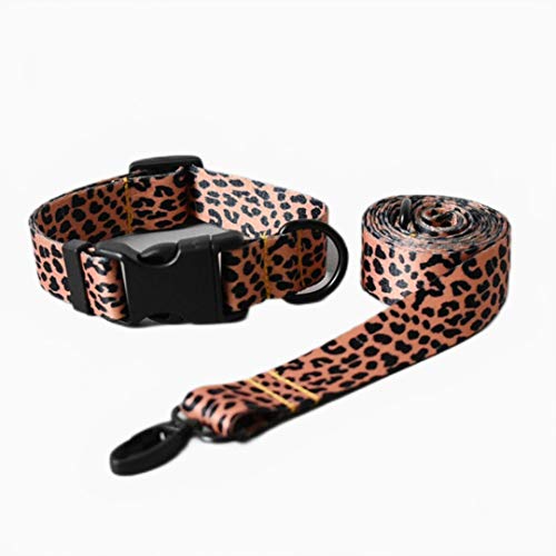 Leopard Color Pet Zubehör Hundehalsbänder Haustier Hundehalsband und Leine Set-Halsband und Leine Set, XL von ZMKW