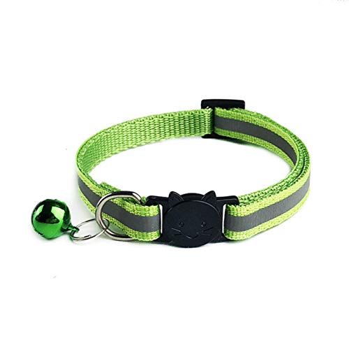 Nylon Halskette mit Bell Safety Bright Reflective Cat Head Sicherheitsschnalle Halsband Dog Cat Pet-Light grün von ZMKW