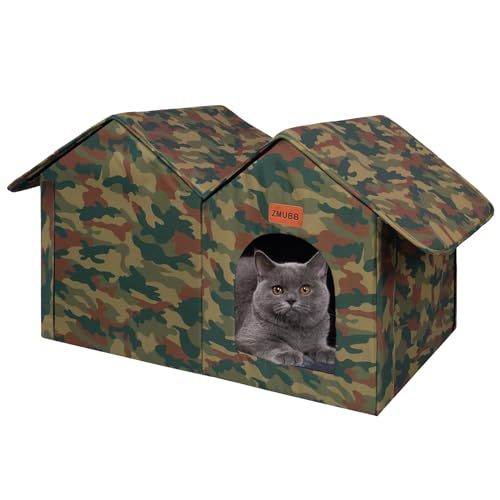 ZMUBB Outdoor Katzenhaus (Grün Camo, Deluxe - Ein Rahmendach) von ZMUBB