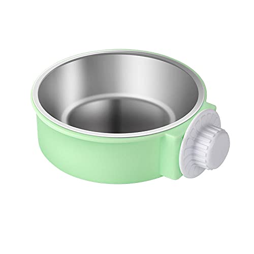 Fressnäpfe Für Hunde Fressnäpfe Für Katzen Abnehmbare Pet Cage Bowl Edelstahl Hängende Coop Cup Große Wasserfutterzufuhr Für Hunde Katzen Kaninchen Grün S von ZNYLX