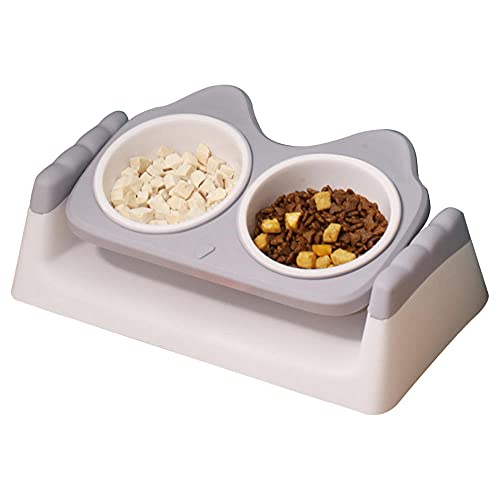 Fressnäpfe Für Hunde Fressnäpfe Für Katzen Grey Double Pet Bowls Hundefutter Wasser Feeder Pet Drinking Dish Feeder Katzenwelpen Fütterungszubehör Kleine Hunde Zubehör von ZNYLX