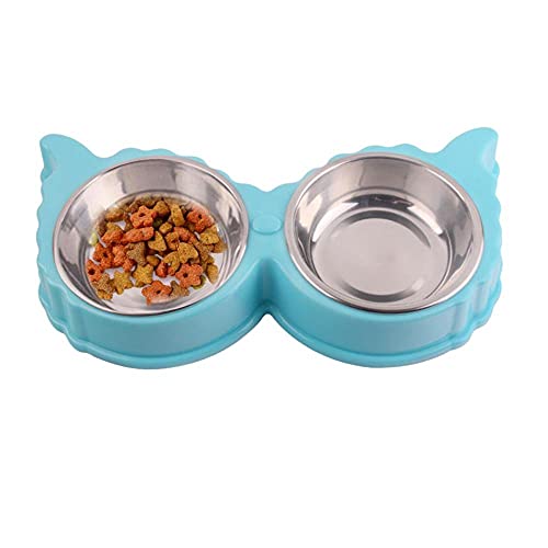 Fressnäpfe Für Hunde Fressnäpfe Für Katzen Große Doppel Hundenapf Edelstahl Wasserfutterschalen Feeder Lösung Für Hunde Katzen Haustierbedarf Blau von ZNYLX