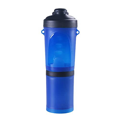 Fressnäpfe Für Hunde Fressnäpfe Für Katzen Pet Outdoor Zwei Wasserfutterbecher Tragbare Faltschale Wasserbecher Set Hundefutter Lagerung Wasserbecher Single Cup-Blue von ZNYLX