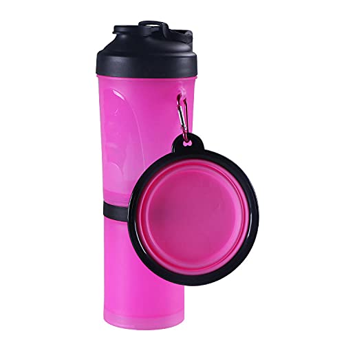 Fressnäpfe Für Hunde Fressnäpfe Für Katzen Pet Outdoor Zwei Wasserfutterbecher Tragbare Faltschale Wasserbecher Set Hundefutter Lagerung Wasserbecher Single Cup Single Bowl-Pulver von ZNYLX