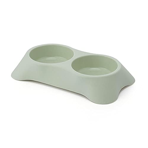 Fressnäpfe Für Hunde Fressnäpfe Für Katzen Pet Plastic Double Bowl Hundenapf Pet Food Bowl Katzenfutter Utensilien Mittelgrün von ZNYLX