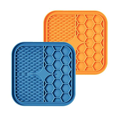 Haustier Schüssel Napf Für Katzen Und Hunde Pet Lick Pad Silikon Tiernahrung Utensilien Sauger Lick Pad Slow Food Pad Anti Erstickungs Slow Food Bowl Hund Lick Pad Blue Orange von ZNYLX