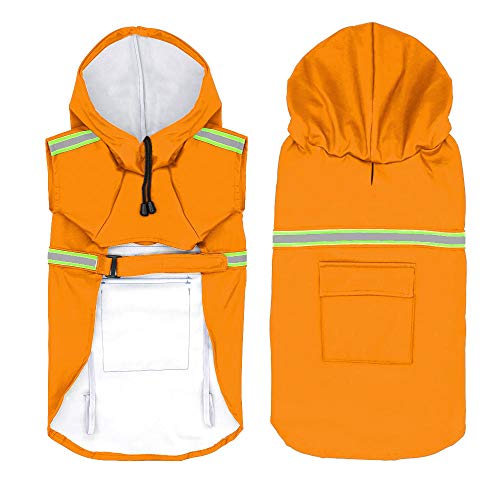 Hunde Regenmantel Regenjacke Für Hunde Wasserdicht 1 Stück Orange Regenmantel Für Hunde wasserdichte Hundemantel Jacke Reflektierende Hunde Regenmantel Kleidung Für Kleine Mittelgroße Hunde 2XL von ZNYLX