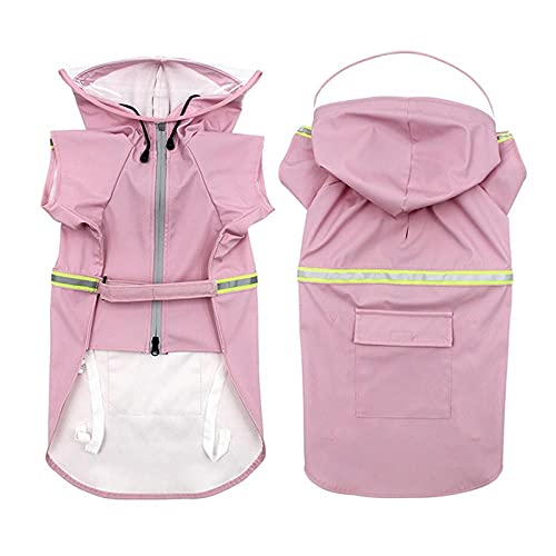 Hunde Regenmantel Regenjacke Für Hunde Wasserdicht 1 Stück Rosa Hund Transparente Kapuzen Regenmäntel Reflektierende Große Hunde Regenmantel wasserdichte Jacke Outdoor Atmungsaktive Haustiere Kleidu von ZNYLX