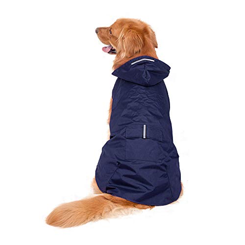 Hunde Regenmantel Regenjacke Für Hunde Wasserdicht Blauer Hund Regenmantel Wasserdicht Große Hunde Kleidung Outdoor Mantel Regenjacke Reflektierender Großer Poncho 6XL von ZNYLX