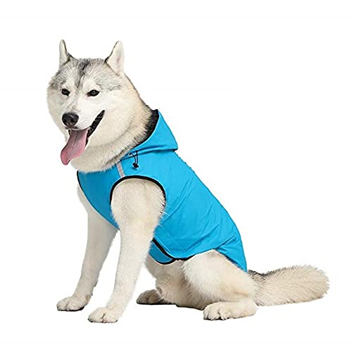 Hunde Regenmantel Regenjacke Für Hunde Wasserdicht Blauer Hunderegenmantel Reflektierende Kapuzenjacke Welpenkleidung Wasserdichter Atmungsaktiver Regenmantel Für Großen Hund Haustier Hund 3XL von ZNYLX