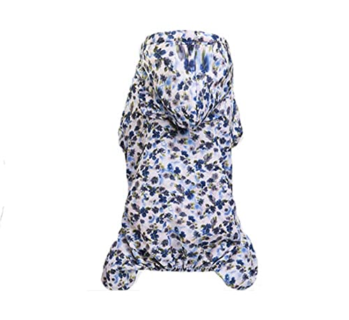 Hunde Regenmantel Regenjacke Für Hunde Wasserdicht Gedruckter Hund Regenmantel Blaue Blumenbeine Hund Overall Regenmantel Für Regenbekleidung Für Kleine Mittlere Hundebekleidung L von ZNYLX