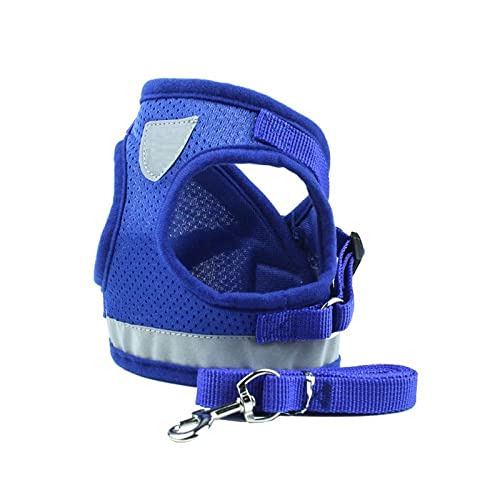 Hundegeschirr Katzengeschirr Mit Leine Blaues Nylon Hundegeschirr Leine Set Reflektierendes Kleines Haustier Welpen Katzenweste Geschirre Für Kleine Mittelgroße Hunde XL von ZNYLX