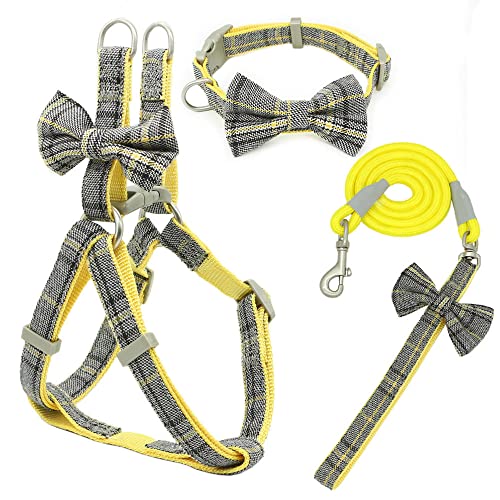 Hundegeschirr Katzengeschirr Mit Leine Haustiergeschirr Und Leinenhalsband Set Verstellbarer Bogen Nylon Für Kleine Mittelgroße Hundeleinen Outdoor Walking Heimtierbedarf Em von ZNYLX