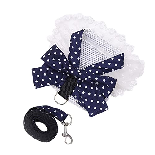 Hundegeschirr Katzengeschirr Mit Leine Hunde Bowknot Geschirr Leine Set Katzenweste Für Kleine Mittlere Welpen Print Hochzeit Geschirr Weste Blau S von ZNYLX