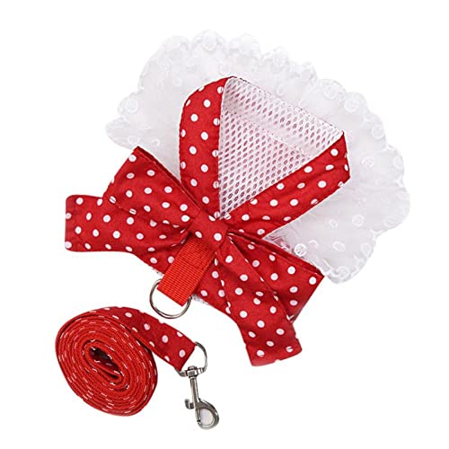 Hundegeschirr Katzengeschirr Mit Leine Hunde Bowknot Geschirr Leine Set Katzenweste Für Kleine Mittlere Welpen Print Hochzeit Geschirr Weste Rot L von ZNYLX