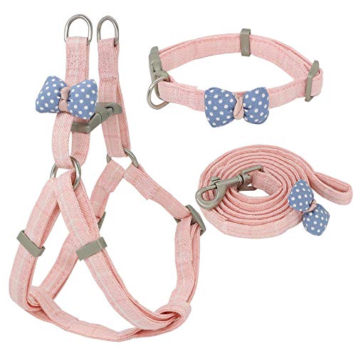 Hundegeschirr Katzengeschirr Mit Leine Hundegeschirr Leine Collar Set Einstellbare Weiche Schleife Hundegeschirr Für Kleine Mittelgroße Hundehalsband Leine Outdoor Walking Cs von ZNYLX