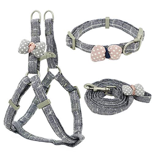 Hundegeschirr Katzengeschirr Mit Leine Hundegeschirr Leine Collar Set Einstellbare Weiche Schleife Hundegeschirr Für Kleine Mittelgroße Hundehalsband Leine Outdoor Walking Es von ZNYLX