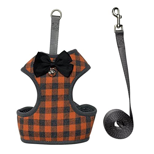 Hundegeschirr Katzengeschirr Mit Leine Plaid Bow Weste Hundegeschirr Leine Mit Kleiner Glocke Hundegeschirr Leinen Set Am von ZNYLX