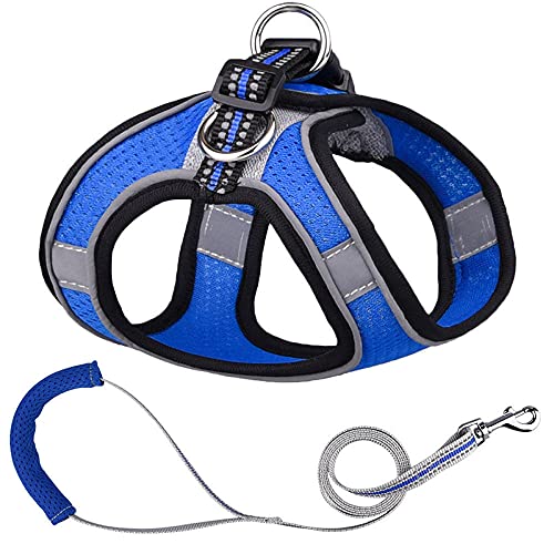 Hundegeschirr Katzengeschirr Mit Leine Puppy Mesh Harness Weich Gepolsterte Hundeleine Kleine Hunde Katzengeschirr Weste Hundezubehör E 3XS von ZNYLX