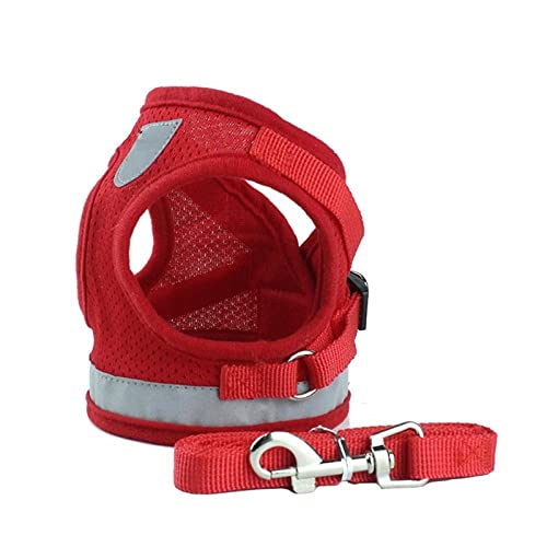 Hundegeschirr Katzengeschirr Mit Leine Rotes Nylon Hundegeschirr Leine Set Reflektierendes Kleines Haustier Welpen Katzenweste Geschirre Für Kleine Mittlere Hunde XL von ZNYLX