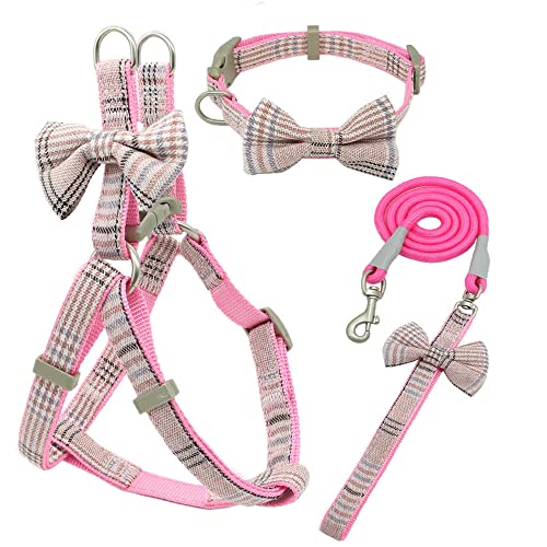 Hundegeschirr Katzengeschirr Set Haustiergeschirr Und Leinenhalsband Set Verstellbarer Bogen Nylon Für Kleine Mittelgroße Hundeleinen Outdoor Walking Heimtierbedarf Dm von ZNYLX