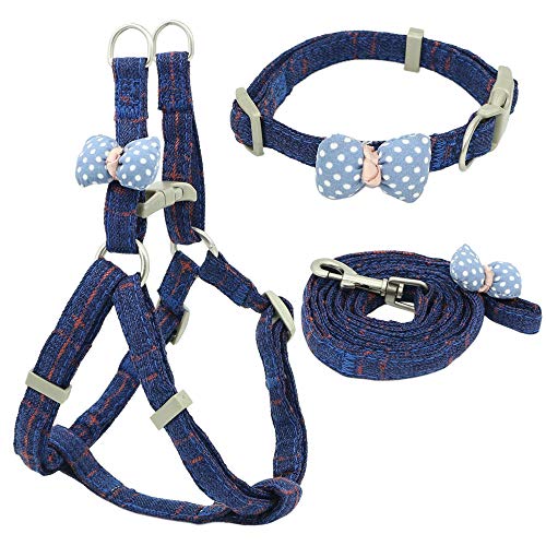 Hundegeschirr Katzengeschirr Set Hundegeschirr Leine Collar Set Einstellbare Weiche Schleife Hundegeschirr Für Kleine Mittelgroße Hundehalsband Leine Outdoor Walking Bs von ZNYLX