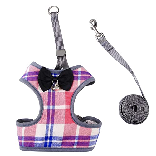 Hundegeschirr Katzengeschirr Set Plaid Bow Weste Hundegeschirr Leine Mit Kleiner Glocke Hundegeschirr Leinen Set C Xs von ZNYLX