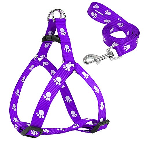 Hundegeschirr Katzengeschirr Set Print Hundegeschirr Und Leine Für Haustiere Aus Weichem Nylon Weste Violett L von ZNYLX