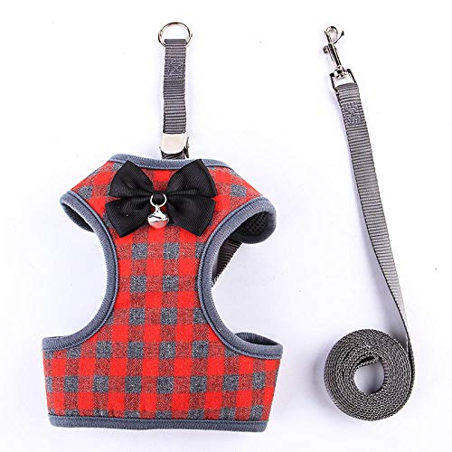 Hundegeschirr Katzengeschirr Und Leine Plaid Bow Weste Hundegeschirr Leine Mit Kleiner Glocke Hundegeschirr Leinen Set Gs von ZNYLX