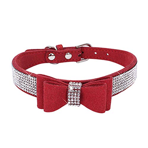 Hundehalsband Mit Fliege Verstellbares Katzenhalsband Handgefertigtes Rotes Verstellbares Hundehalsband Hund Fliege Diamantdekoration Hundegeschirrhalsband Katzenhalsband All Seasons Collars Xs von ZNYLX