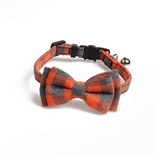 Hundehalsband Mit Schleife Einzigartiges Katzenhalsband Bunte Plaid Kleine Hundehalsbänder Gestreifte Bowknot Halskette Katze Fliege Welpe Katzen Party Bandana Halsband Orange von ZNYLX