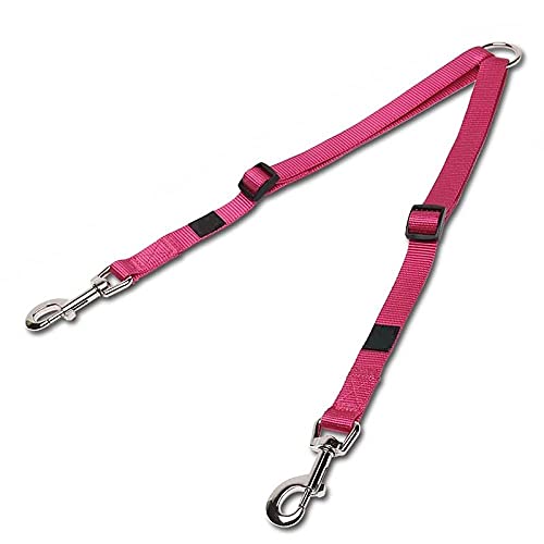 Hundeleine Doppelt Nylon Verstellbare Doppel Hundeleine Running No Tangle Dog Walking Lead Leine Trainer Hunde Splitter Lead Pink M von ZNYLX