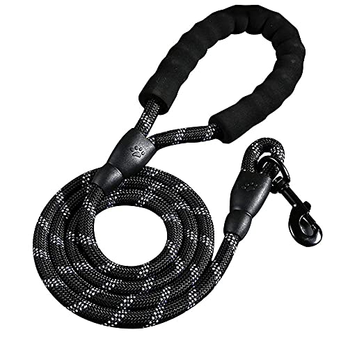 Hundeleine Nylon Schwarz Durable Large Hundeleine Medium Running Big Hundehalsband Leinen Stark Reflektierendes Führseil 150Cm von ZNYLX