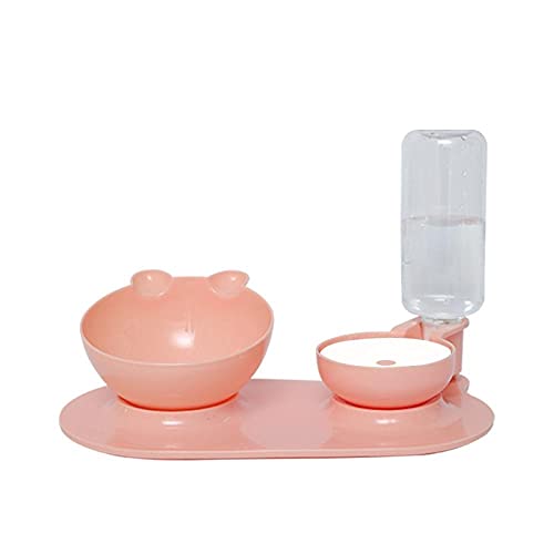 Hundenapf Katzenschüssel 2 In 1 Cat Bowl Wasserspender Automatische Wasserspeicherung Pet Dog Katzenfutter Bowl Futterbehälter Mit Waterer Pet Feeder Pink von ZNYLX