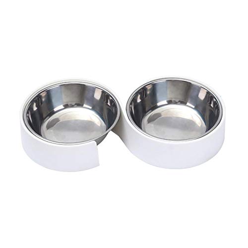 Hundenapf Katzenschüssel Antislip Double Dog Bowls Edelstahl Tiernahrung Wasserzufuhr Fütterungsgeschirr Kleine Hundezubehör Weiß von ZNYLX