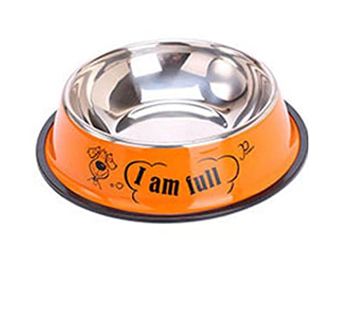 Hundenapf Katzenschüssel Orange Anti Rutsch Hundenapf Edelstahlschüsseln Dish Travel Water Plate Futtermittel Für Haustier Cat Puppy Dog Bowl 30Cm von ZNYLX