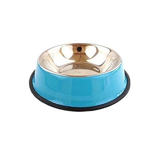 Hundenapf Katzenschüssel Pet Dog Bowl Katzenfutter Anti Skid Edelstahl Wasserfutterbehälter Kitten Dish Bowl Feeder Welpenfütterungswerkzeug Blau von ZNYLX