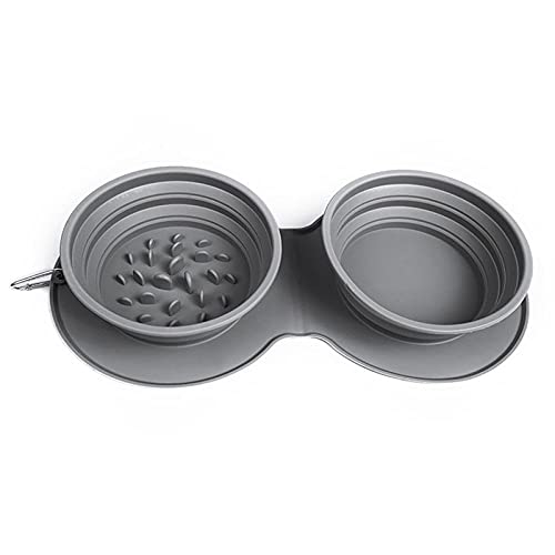 Hundenapf Katzenschüssel Zusammenklappbare Hundenapf Slow Feeder Einstellbare Silikon Tragbare rutschfeste Wasserfutter Pet Bowl Puppy Travel von ZNYLX