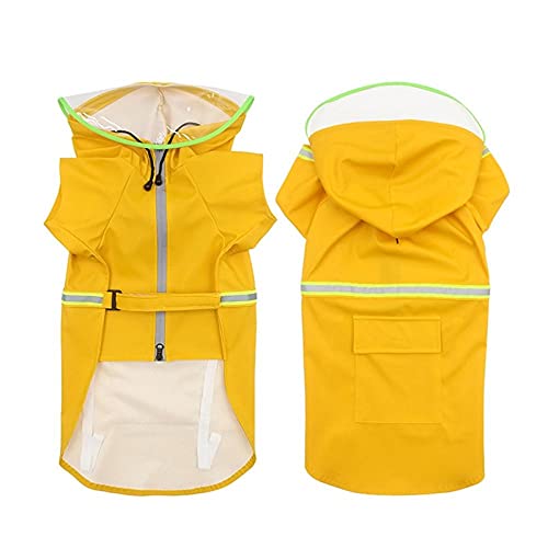 Hunderegenmantel Wasserdicht Hunde Regenjacke 1 Stück Gelber Hund Transparente Kapuzen Regenmäntel Reflektierende Große Hunde Regenmantel wasserdichte Jacke Outdoor Atmungsaktive Haustiere Kleidung von ZNYLX