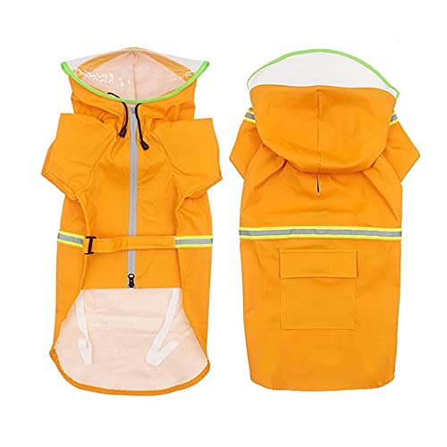 Hunderegenmantel Wasserdicht Hunde Regenjacke 1 Stück Orange Hund Transparente Kapuzen Regenmäntel Reflektierende Große Hunde Regenmantel wasserdichte Jacke Outdoor Atmungsaktive Haustiere Kleidung von ZNYLX