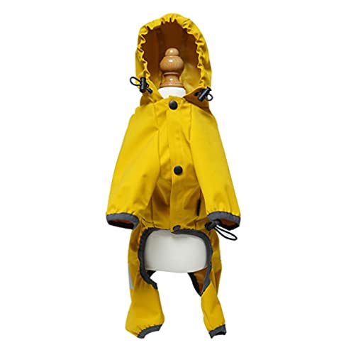 Hunderegenmantel Wasserdicht Hunde Regenjacke Gelber Hund Regenmantel Puppy Four Feet Hooded Jumpsuit Reflektierende wasserdichte Jacke Outdoor Atmungsaktive Kleidung Für Hunde XXL von ZNYLX