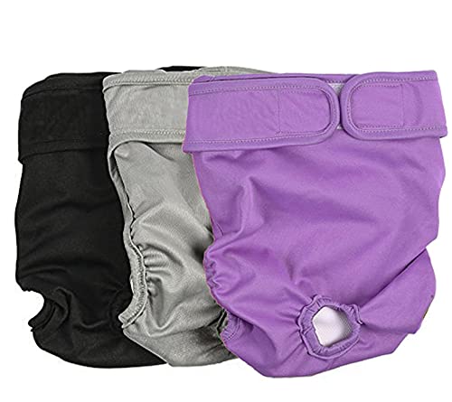 Hygienische Hundewindeln Weiblich Hund Windel Wiederverwendbar 3 Stück Grey Pet Physiological Pants Für Kleine Große Hundewelpen Waschbar Langlebige Hundewindel Weiche Hose Kurze Windel Haustier Unt von ZNYLX