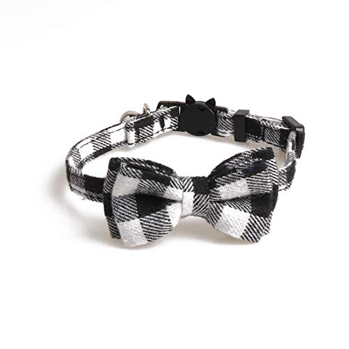 Katzenhalsband Mit Fliege Verstellbares Hundehalsband Bunte Plaid Kleine Hundehalsbänder Gestreifte Bowknot Halskette Katze Fliege Welpe Katzen Party Bandana Halsband Grau von ZNYLX