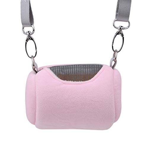 Kleintier Hängematte Haustierkäfig Cross Body Zubehör Weiches Praktisches Haus Reisen Tragbares Eichhörnchen Sichtbares Mesh Hamster Tragetasche Rosa von ZNYLX